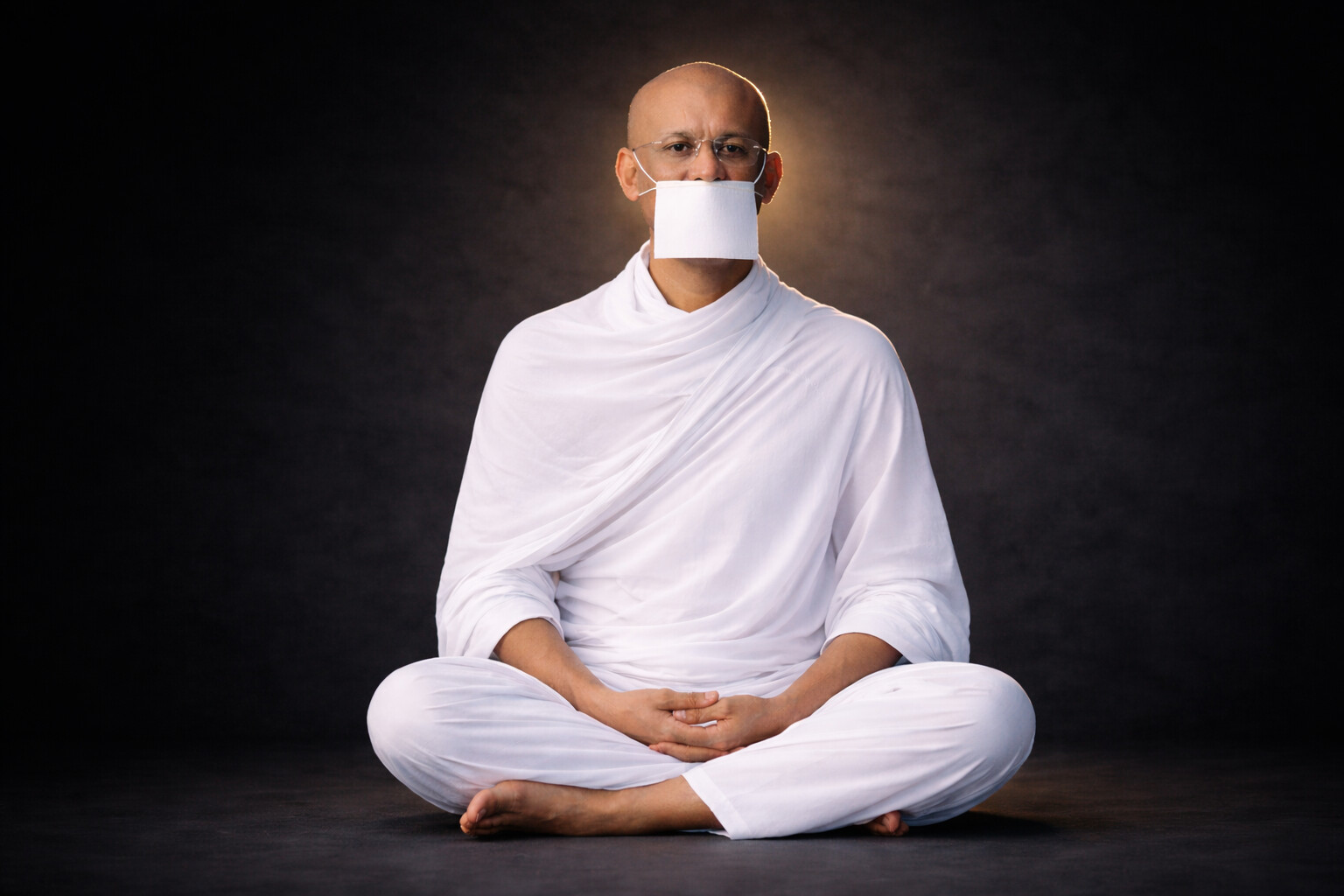 Muni Adarsh seated in meditative silence